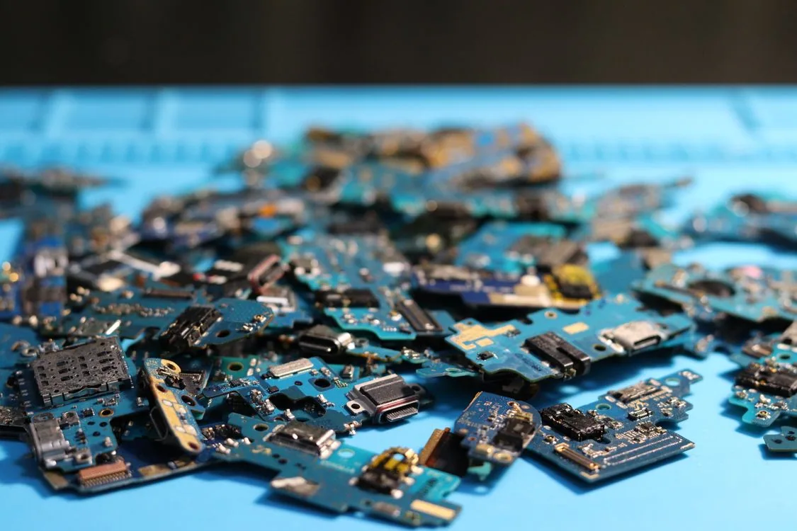 Assorted disassembled electronic circuit boards for recycling